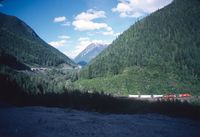 Snow shed and train